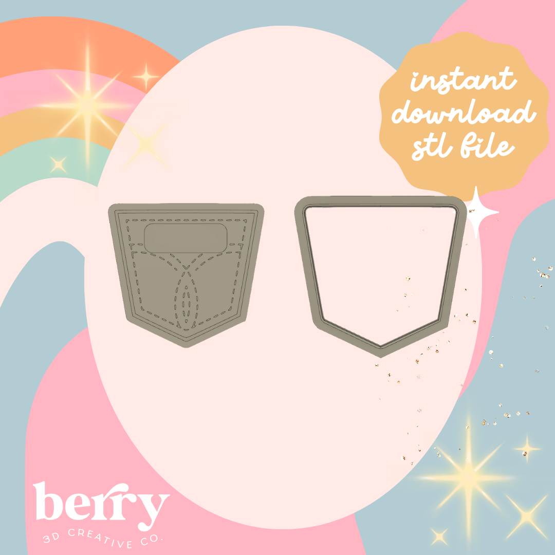 Blank Jeans Pocket Cutter and Stamp stl file