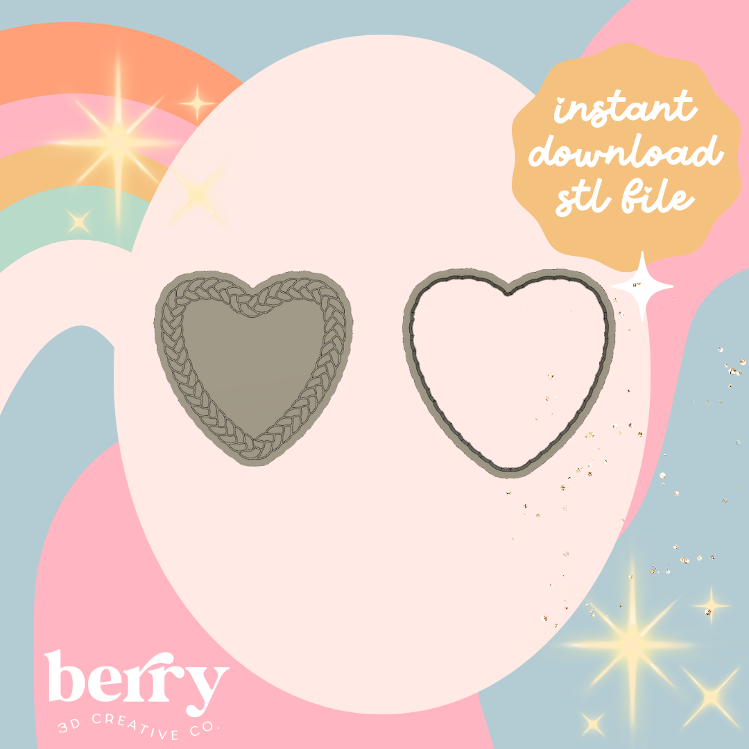 Braided outline heart Cookie Cutter and Stamp stl file