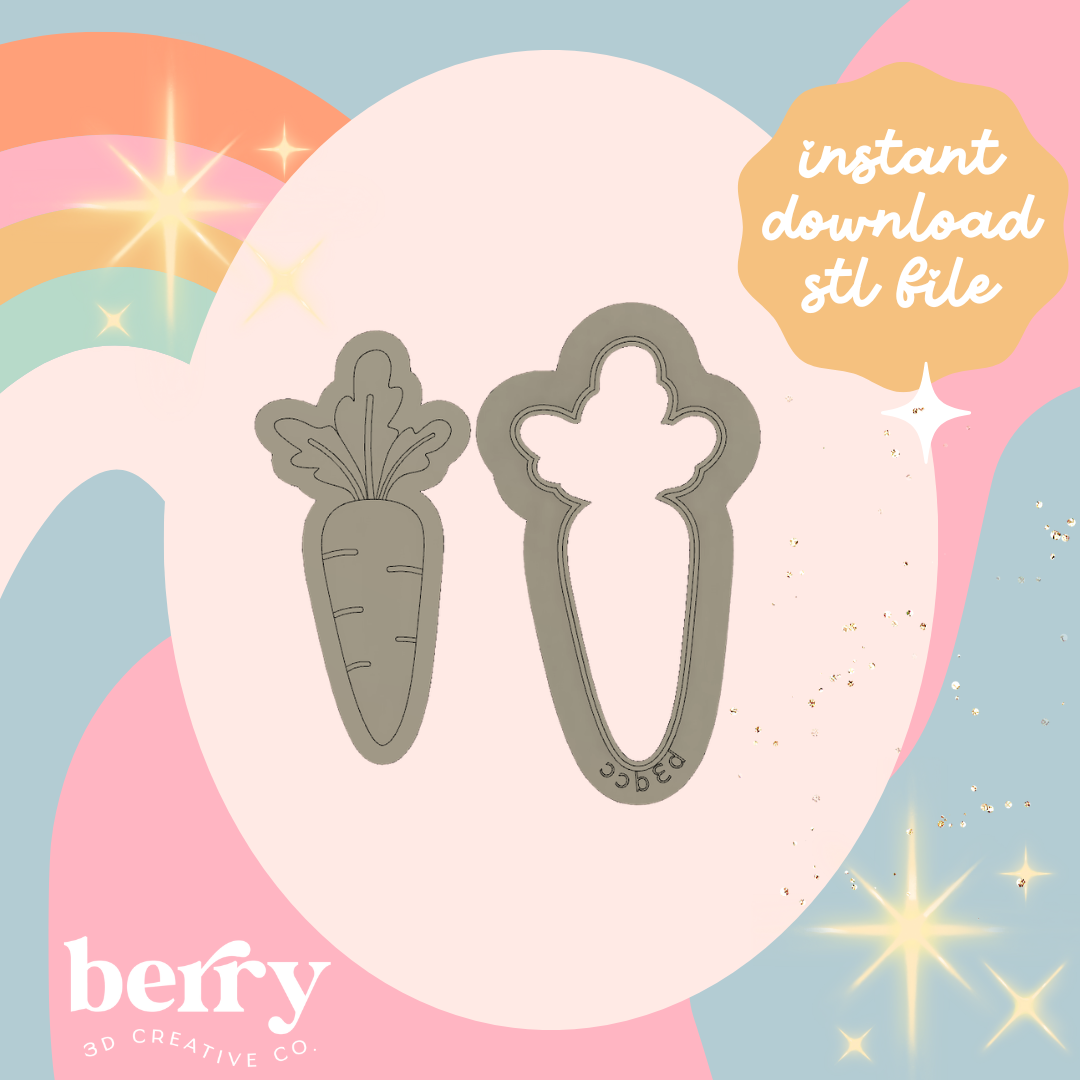Carrot mid size Cookie Cutter and Stamp stl file