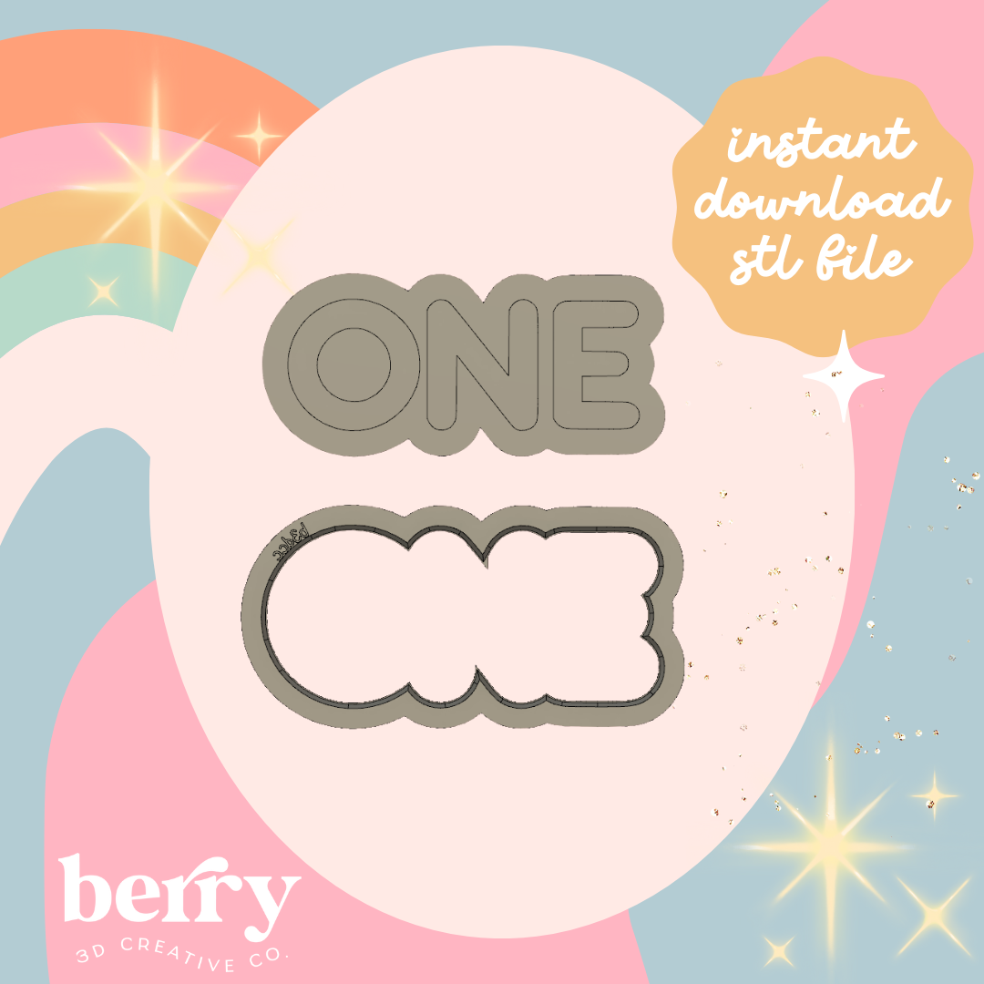 ONE worded Cookie Cutter and Stamp stl file