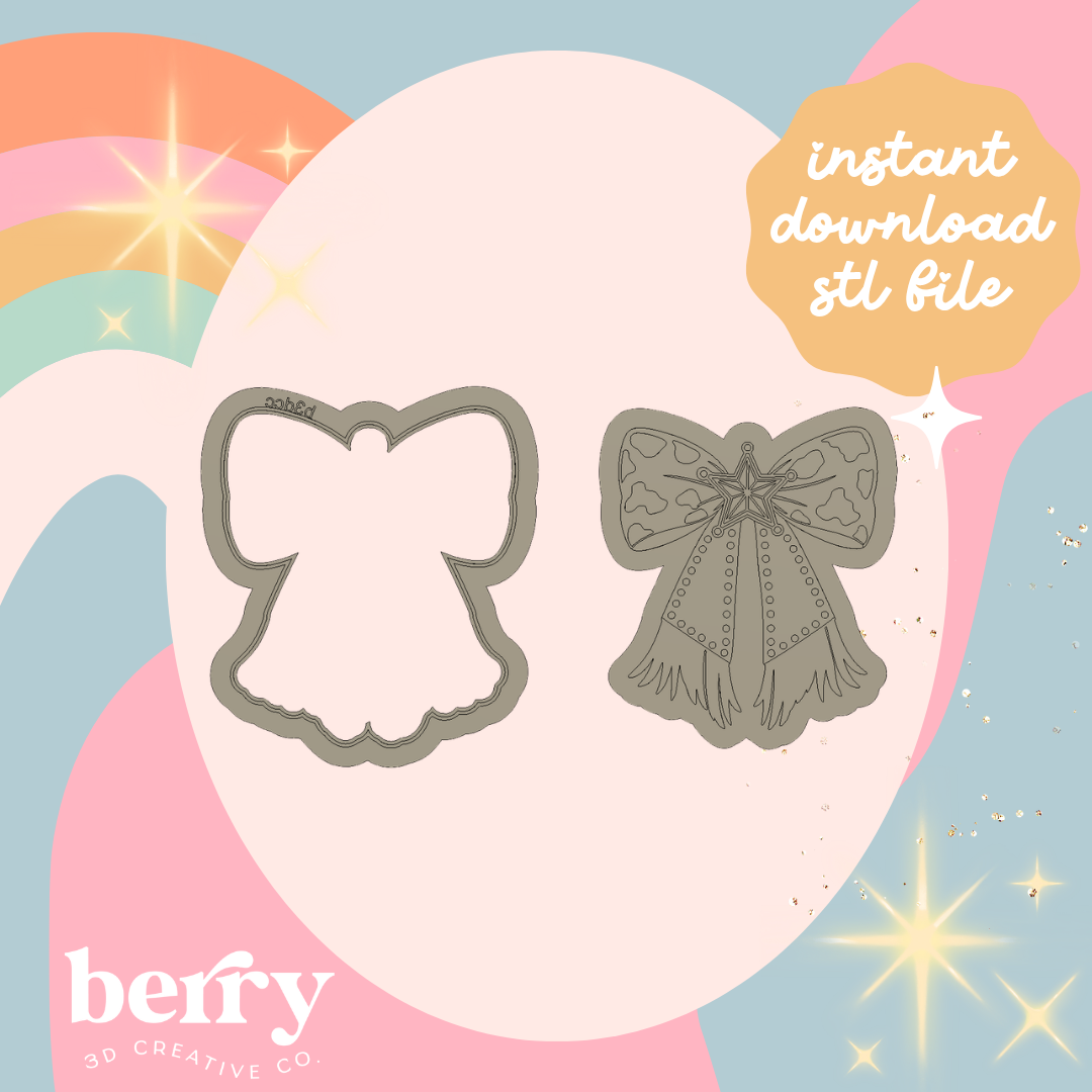 Bow with Cowprint and Star/ Cowgirl Bow Cutter & Stamp stl file
