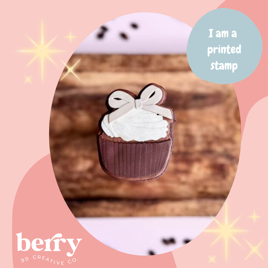 Cupcake with bow Stamp and matching cutter