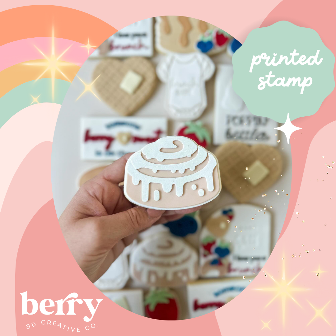 Cinnamon Bun/ Iced Scroll Brunch Stamp and matching cutter