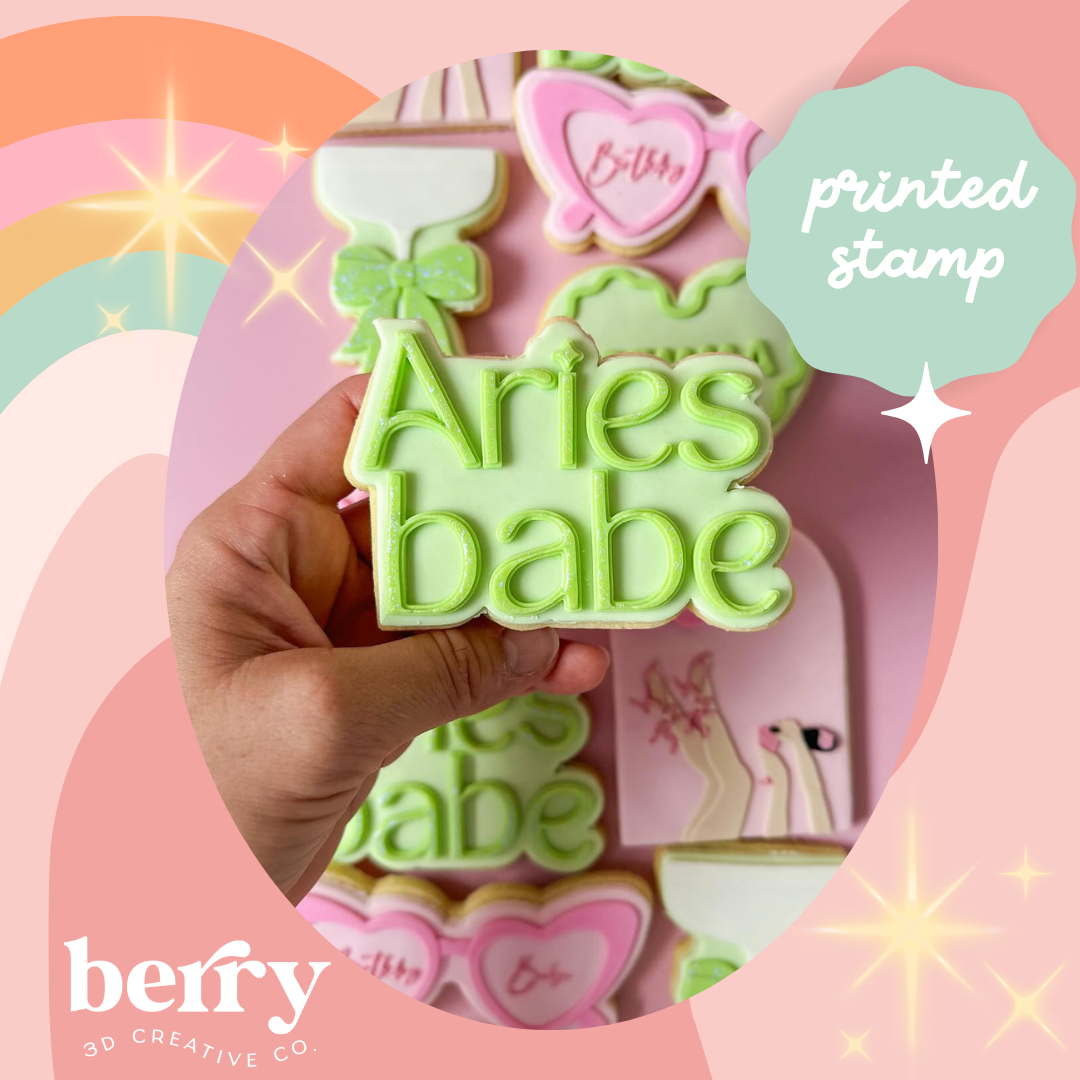 Aries Babe double popped debosser stamp and matching cutter