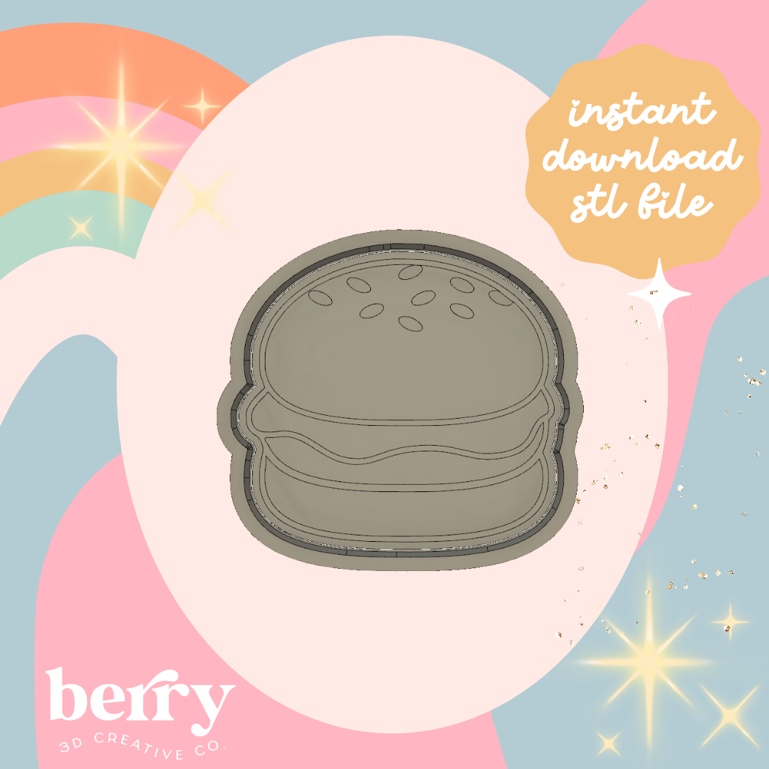 Burger/ Hamburger Stamp and cutter STL file