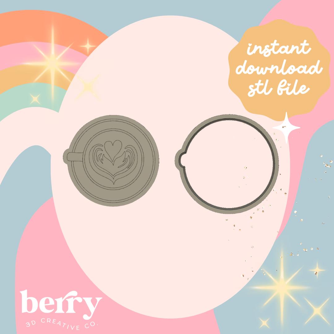 Coffee Mug (birds eye view) cutter and Stamp stl file