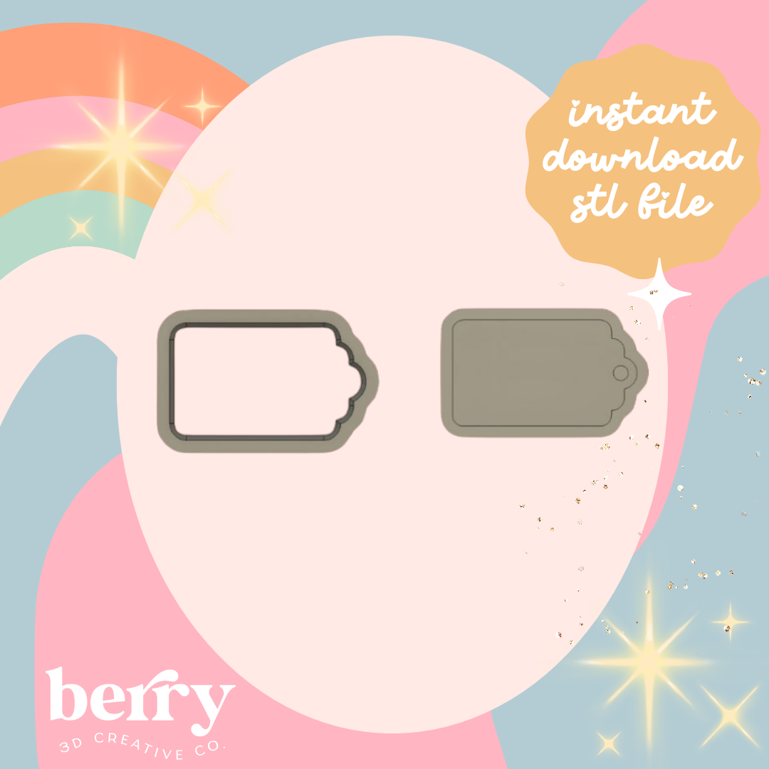 Plain Gift Tag Stamp and cutter STL file