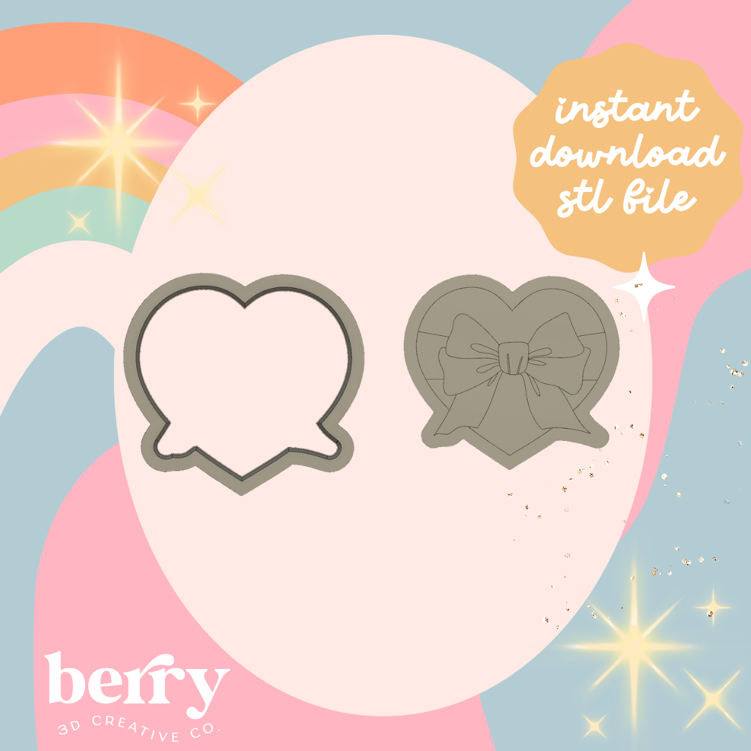 Heart with oversized Bow Stamp and cutter STL file