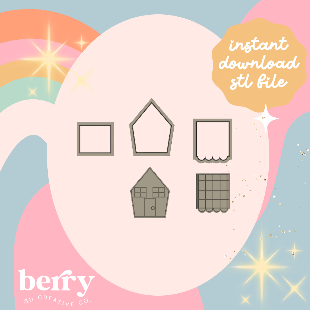 Mini Gingerbread House Stamp and cutter STL file