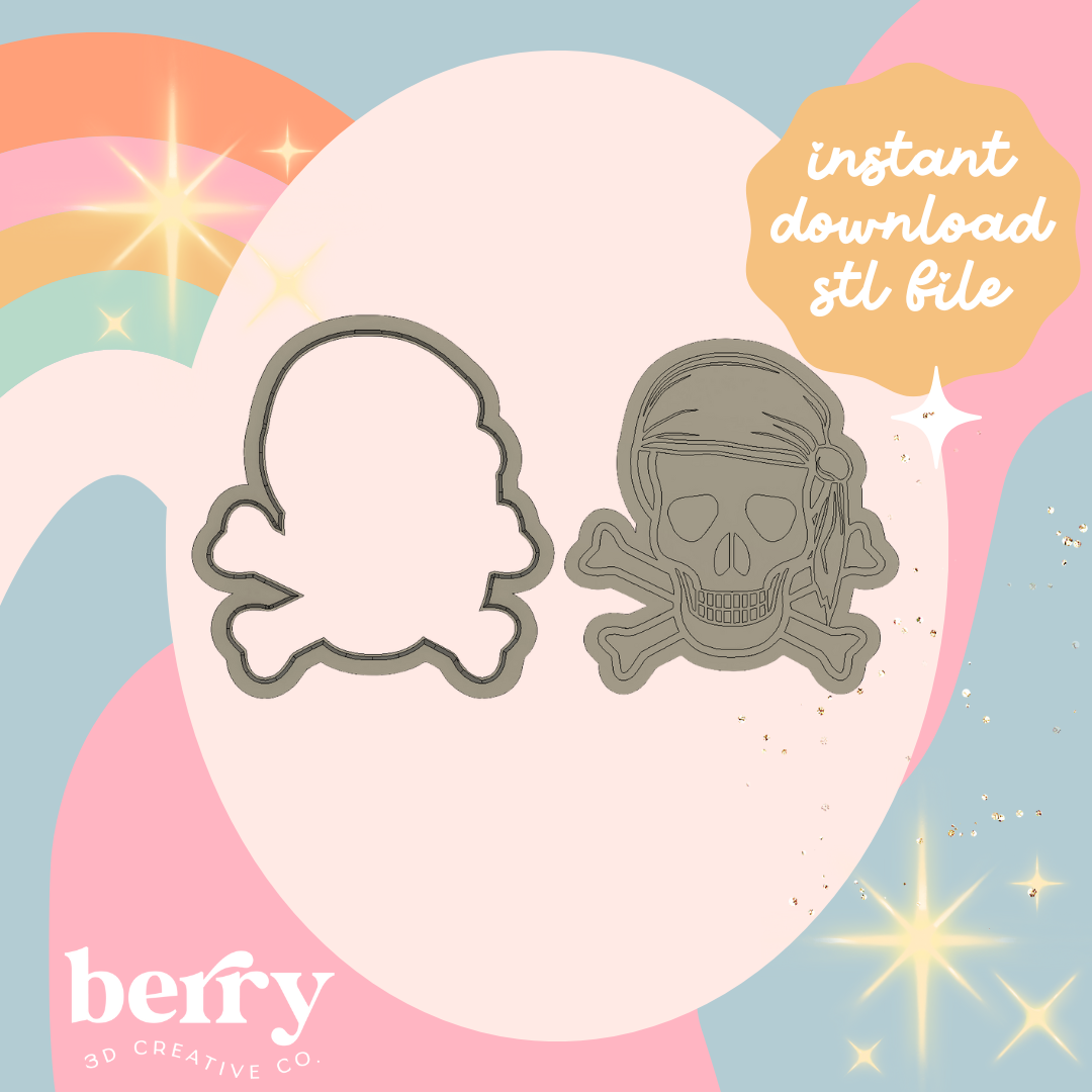 Skull and Crossbones Cutter and Stamp stl file