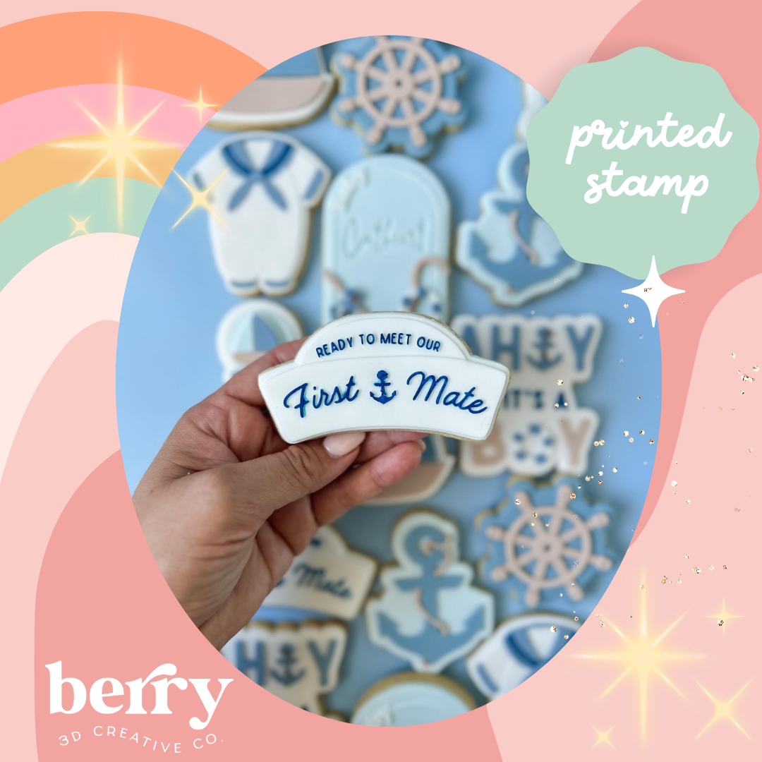 Ready to Meet our First Mate- Ahoy it's a boy Collection Stamp and matching cutter