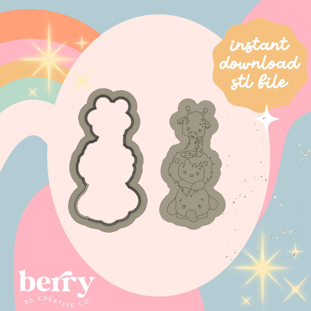 Baby Jungle Animals Cutter and Stamp stl file