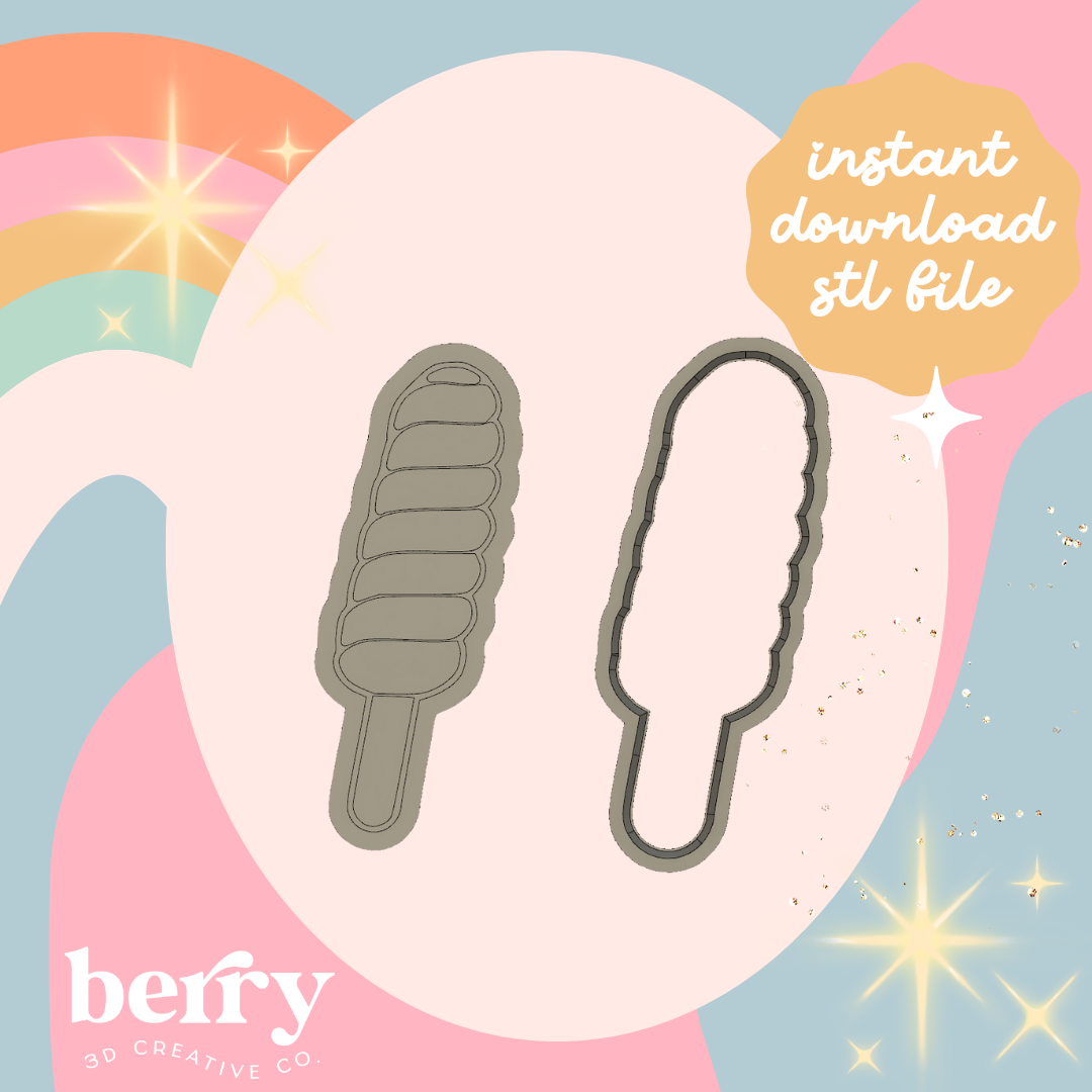 Calypso Ice Cream Cookie Cutter and Stamp stl file