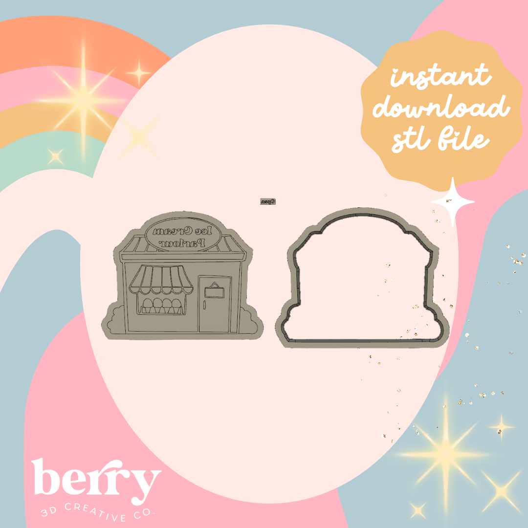 Ice Cream Parlour Cookie Cutter and Stamp stl file