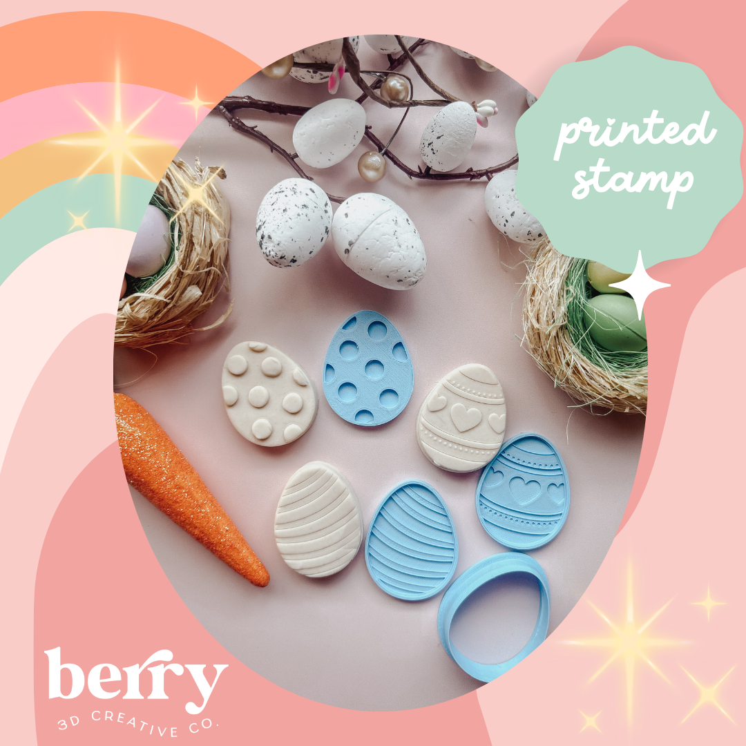 Trio of Easter Egg Debossers Stamp with matching Cookie Cutter