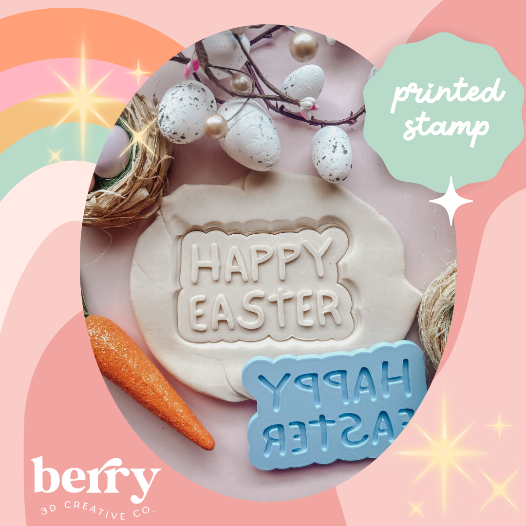 Happy Easter worded Debosser Stamp with matching Cookie Cutter