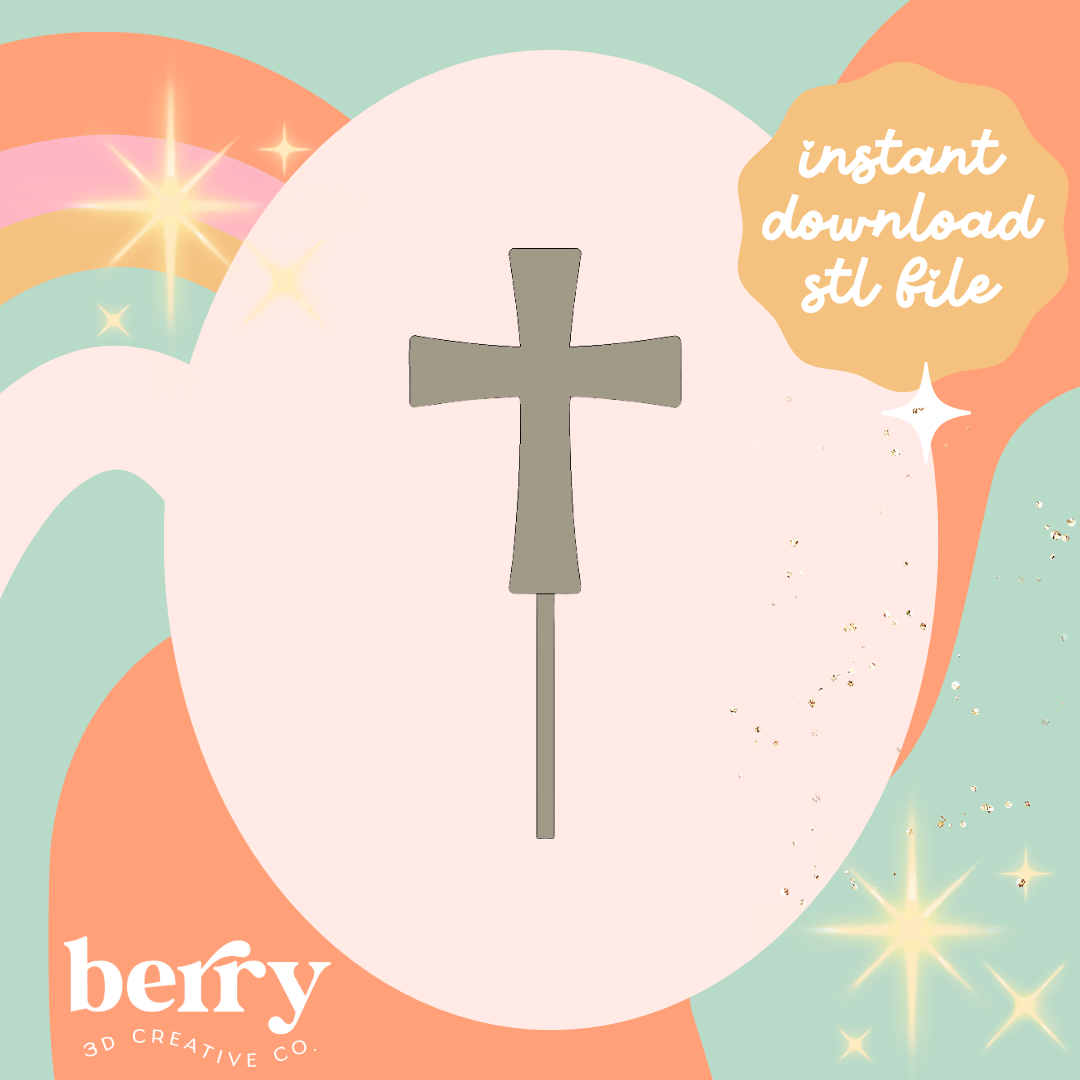 Cross Christening Cake Topper STL FILE