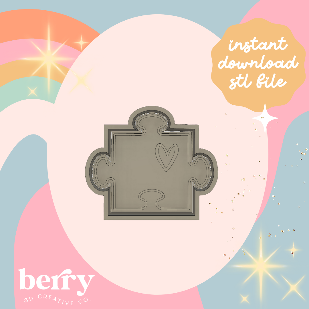 Jigsaw/ Puzzle piece with love heart Cutter and Stamp stl file