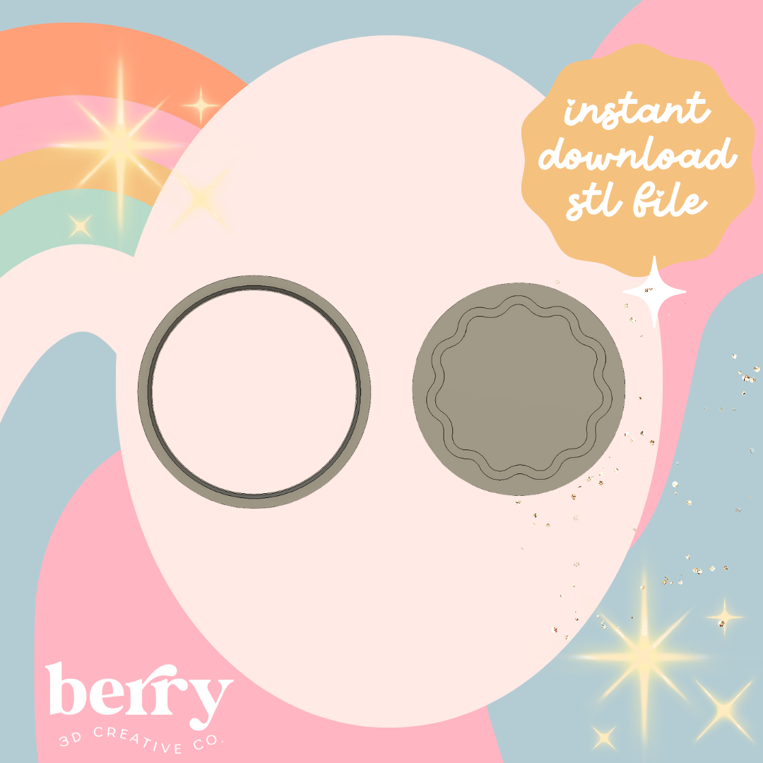 Wavy Circle straight edge border and Stamp stl file