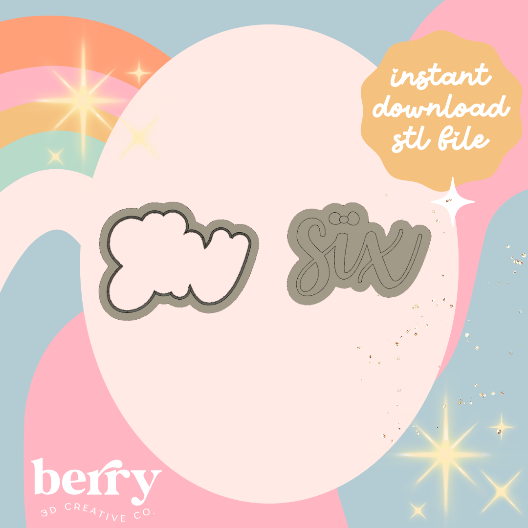 Six with bow stamp Cutter & Stamp stl file