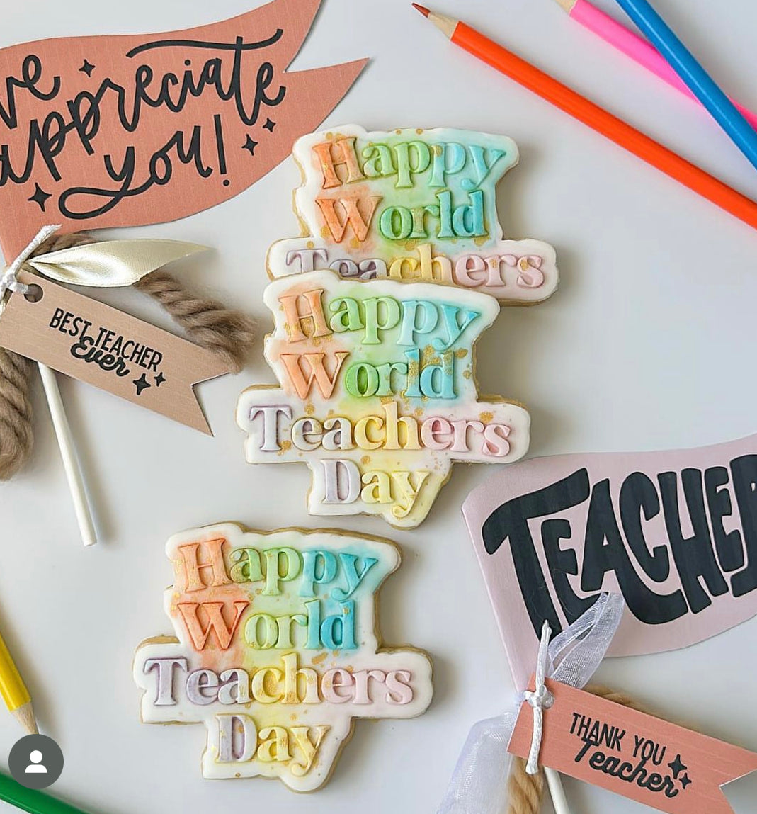 Happy World Teachers Day Debosser and matching cutter