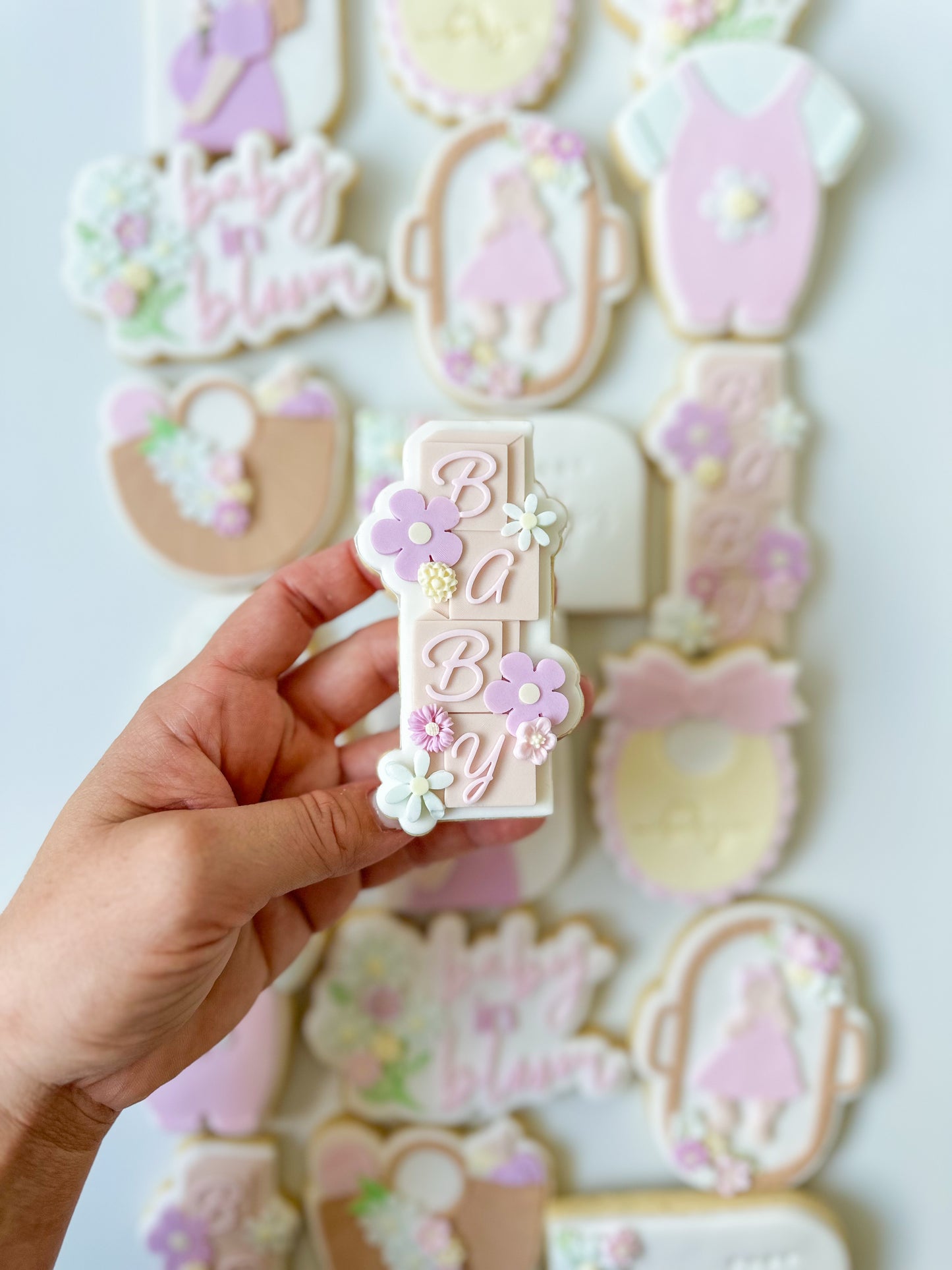 Baby Blocks with flowers- Baby in bloom Collection Stamp and matching cutter