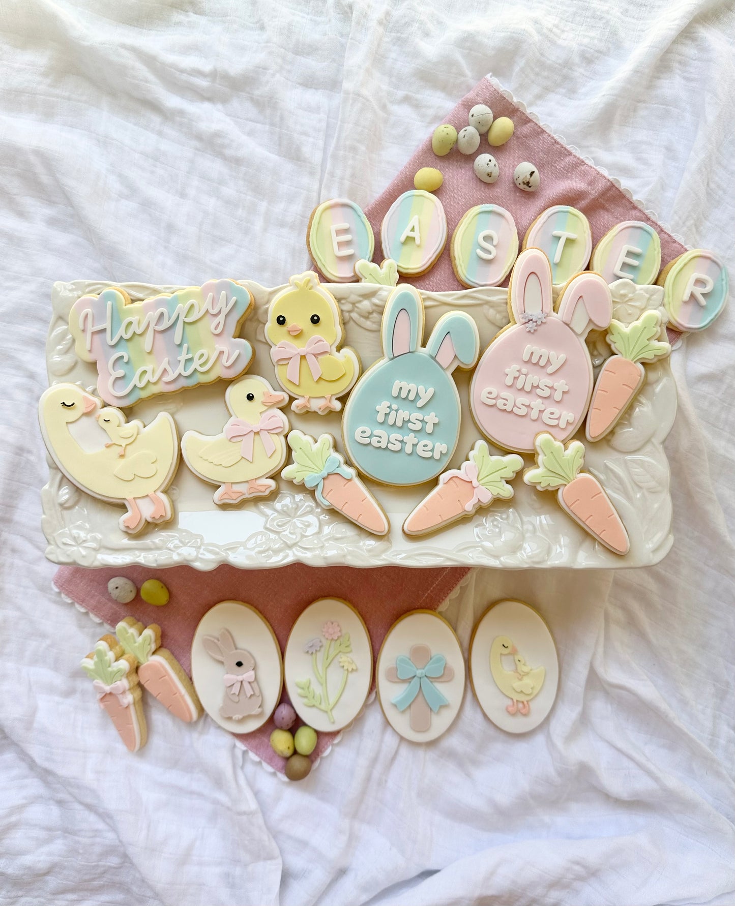 Cross with Bow and Happy Easter wording Stamp and matching cutter