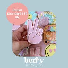 Load image into Gallery viewer, Peace Fingers Cookie Cutter and Stamp stl file