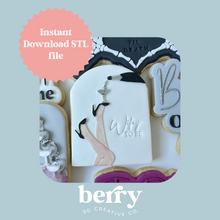 Load image into Gallery viewer, Heels to the sky pouring champagne Cookie Cutter and Stamp stl file