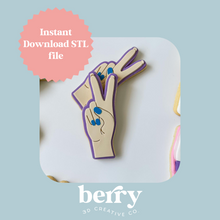 Load image into Gallery viewer, Women's hands with peace fingers Cookie Cutter and Stamp stl file