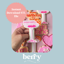 Load image into Gallery viewer, Vintage Cocktail Glass Cookie Cutter and Stamp stl file