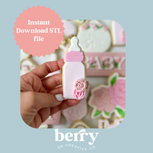 Load image into Gallery viewer, Baby Bottle Cookie Cutter and Stamp stl file