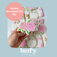 Load image into Gallery viewer, Double Rose Cookie Cutter and Stamp stl file