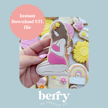 Load image into Gallery viewer, Pregnant Mumma to be signature line Cookie Cutter and Stamp stl file
