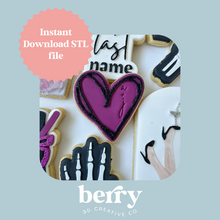 Load image into Gallery viewer, Double lined heart Cookie Cutter and Stamp stl file