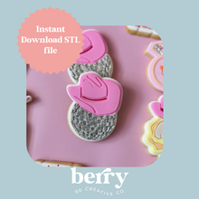 Load image into Gallery viewer, Disco Ball with cowboy hat Cookie Cutter and Stamp stl file