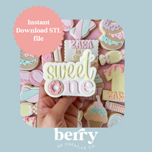 Load image into Gallery viewer, Sweet One Cookie Cutter and Stamp stl file