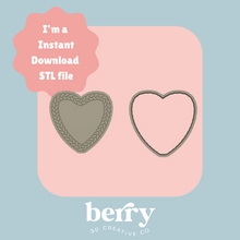 Load image into Gallery viewer, Braided outline heart Cookie Cutter and Stamp stl file