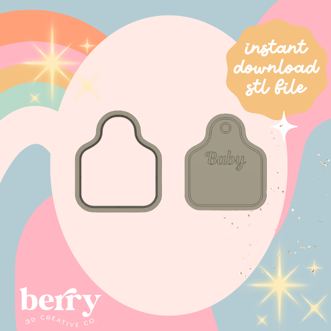 Cattle Tag with baby cutter and Stamp stl file