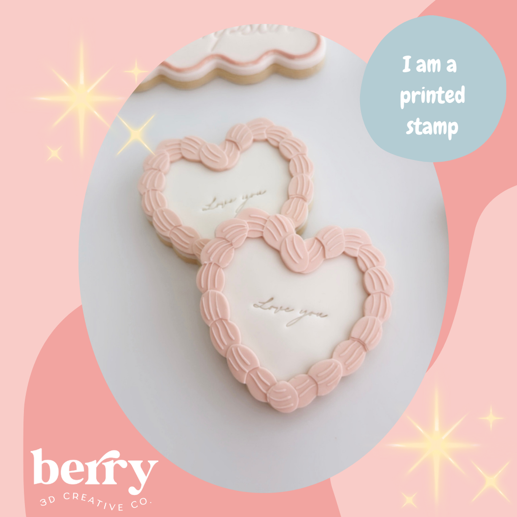 Buttercream look heart cake Stamp and matching cutter