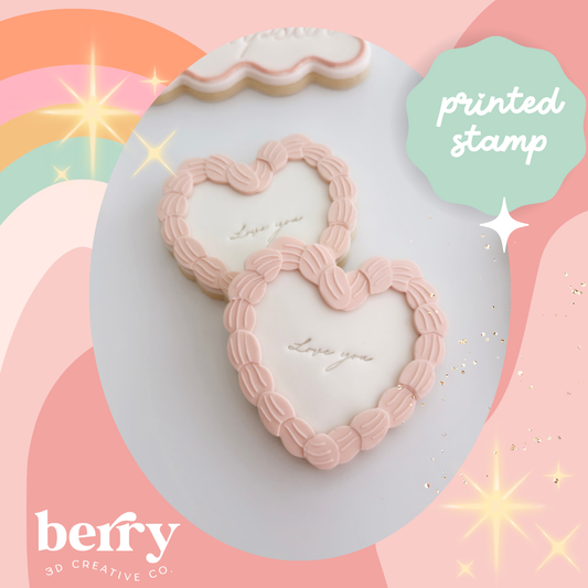 Buttercream look heart cake Stamp and matching cutter