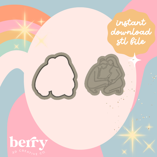 Mother and Midwife line art Cutter and Stamp stl file