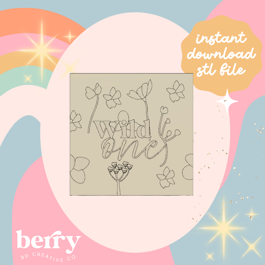 Wild One floral plate Stamp stl file