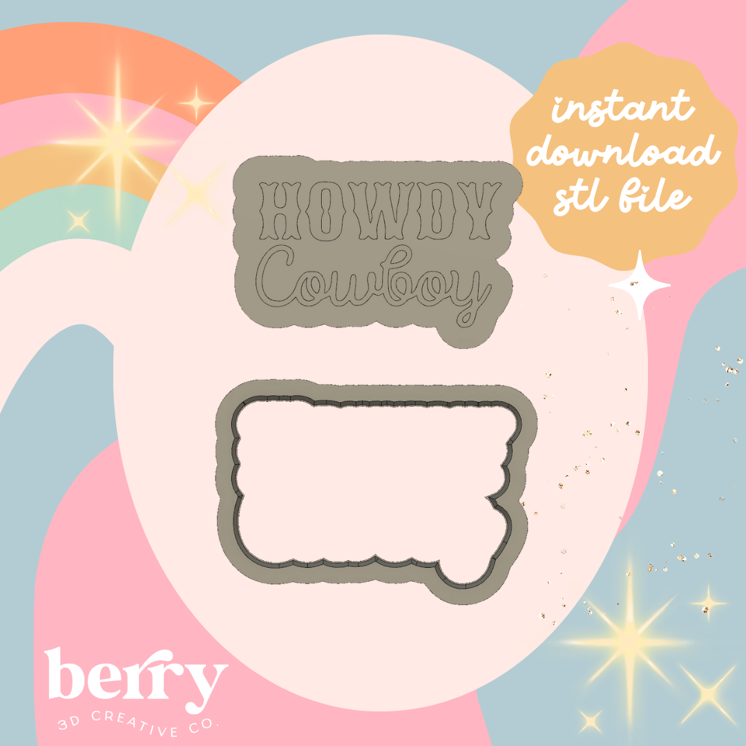 Howdy Cowboy Cutter and Stamp stl file