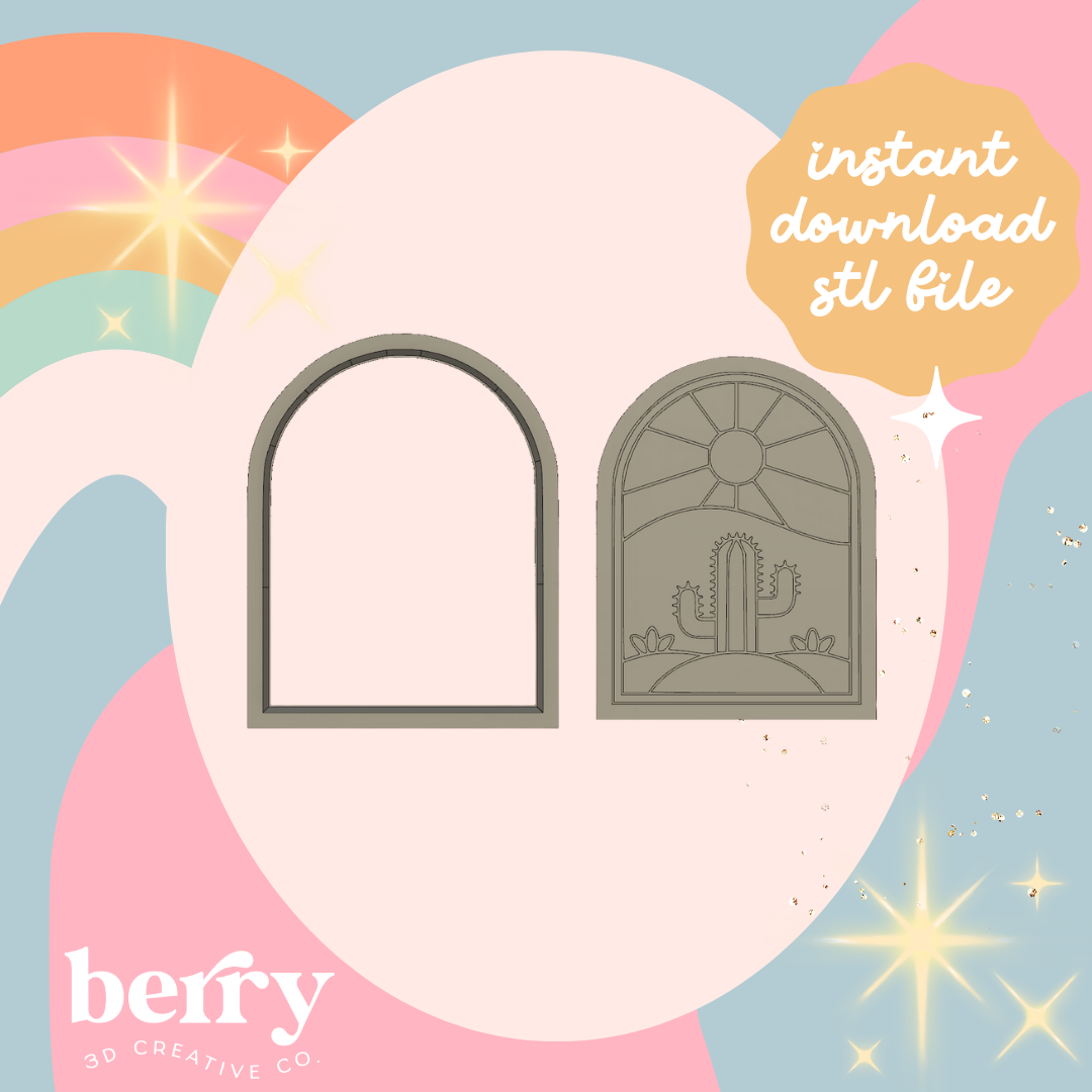 Cactus Sunset Embosser Cutter and Stamp stl file