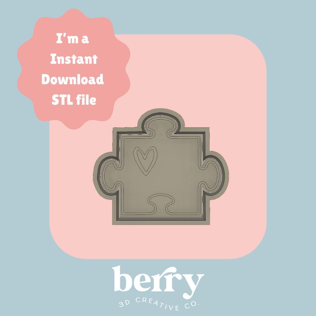 Jigsaw/ Puzzle piece with love heart Cutter and Stamp stl file