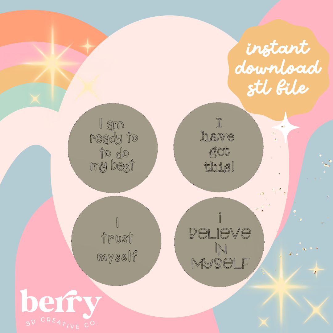 NAPLAN Postive Affirmations 5cm Cookie Cutter and Stamp stl file