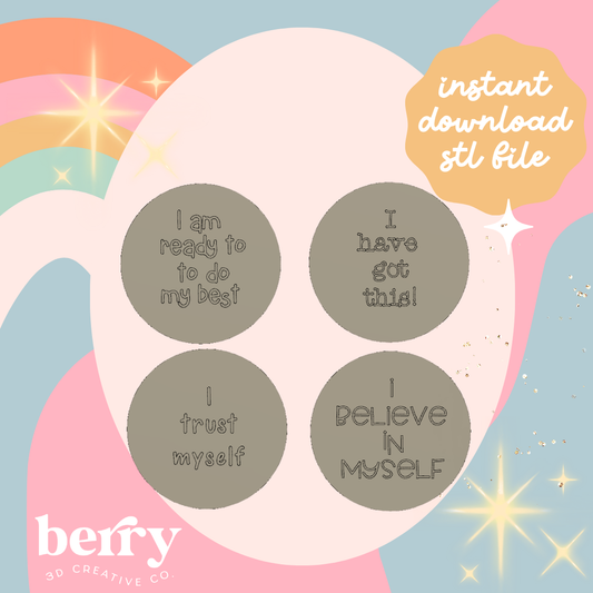 NAPLAN Postive Affirmations 5cm Cookie Cutter and Stamp stl file