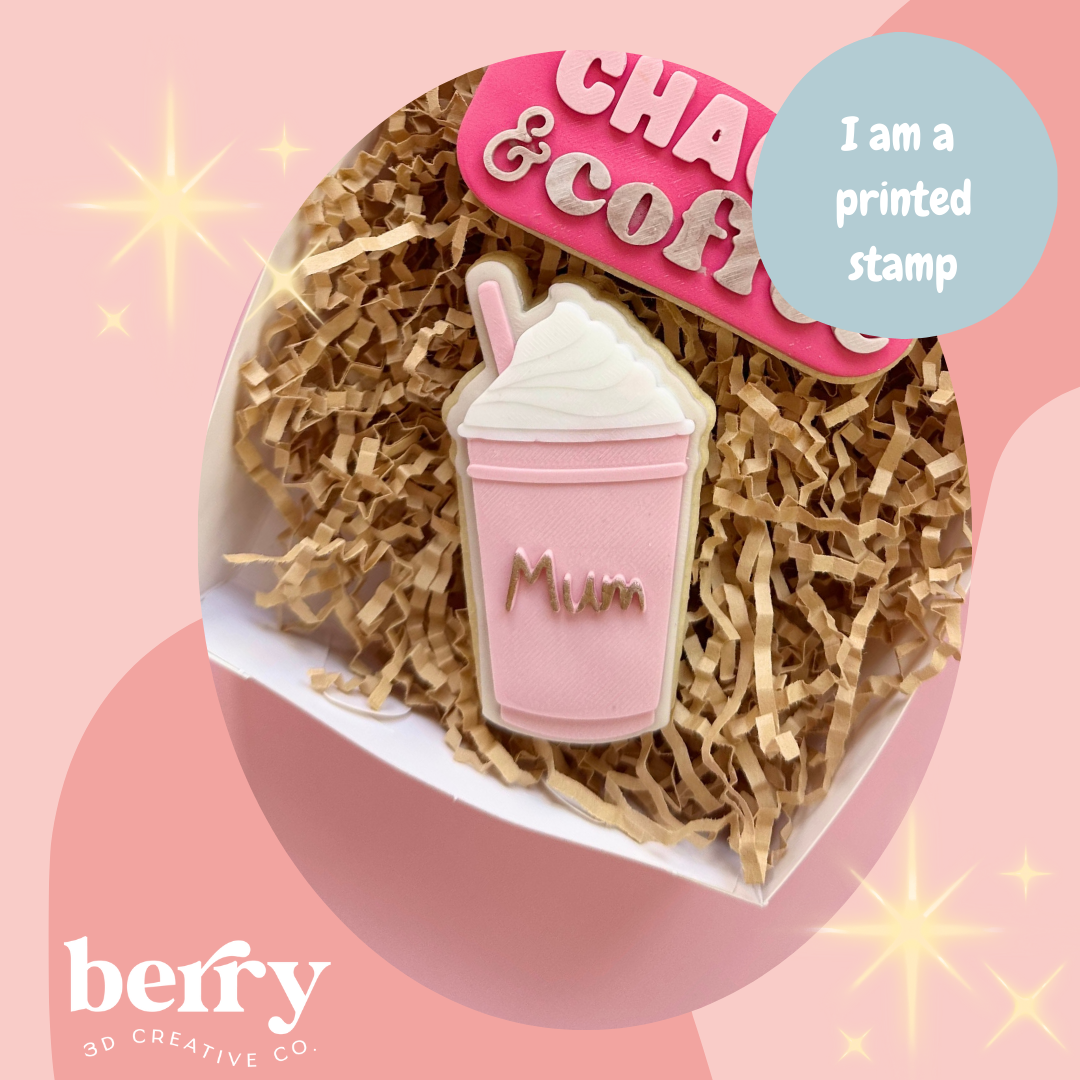 Iced Coffee with mum Stamp and matching cutter