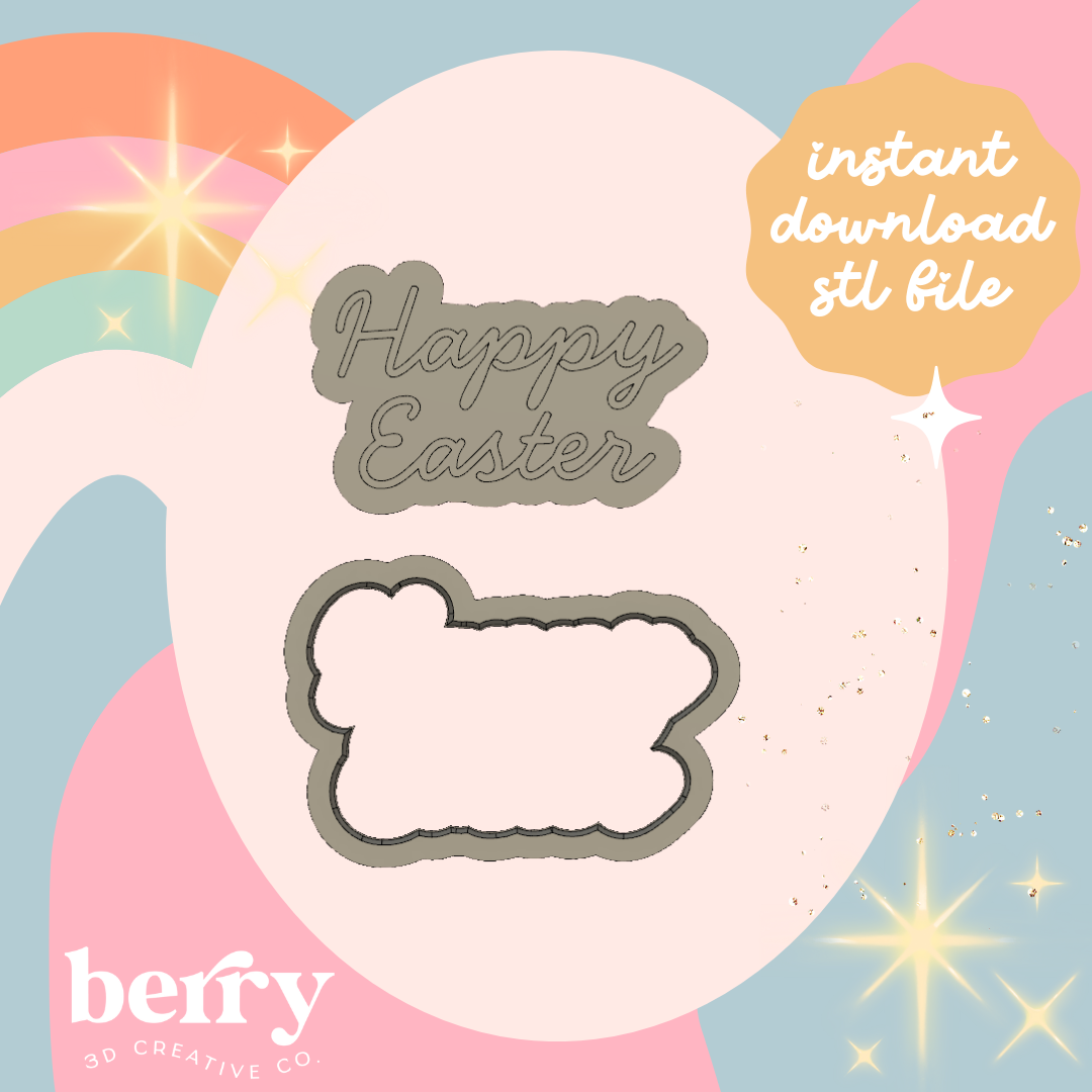 Happy Easter Cookie Cutter and Stamp stl file